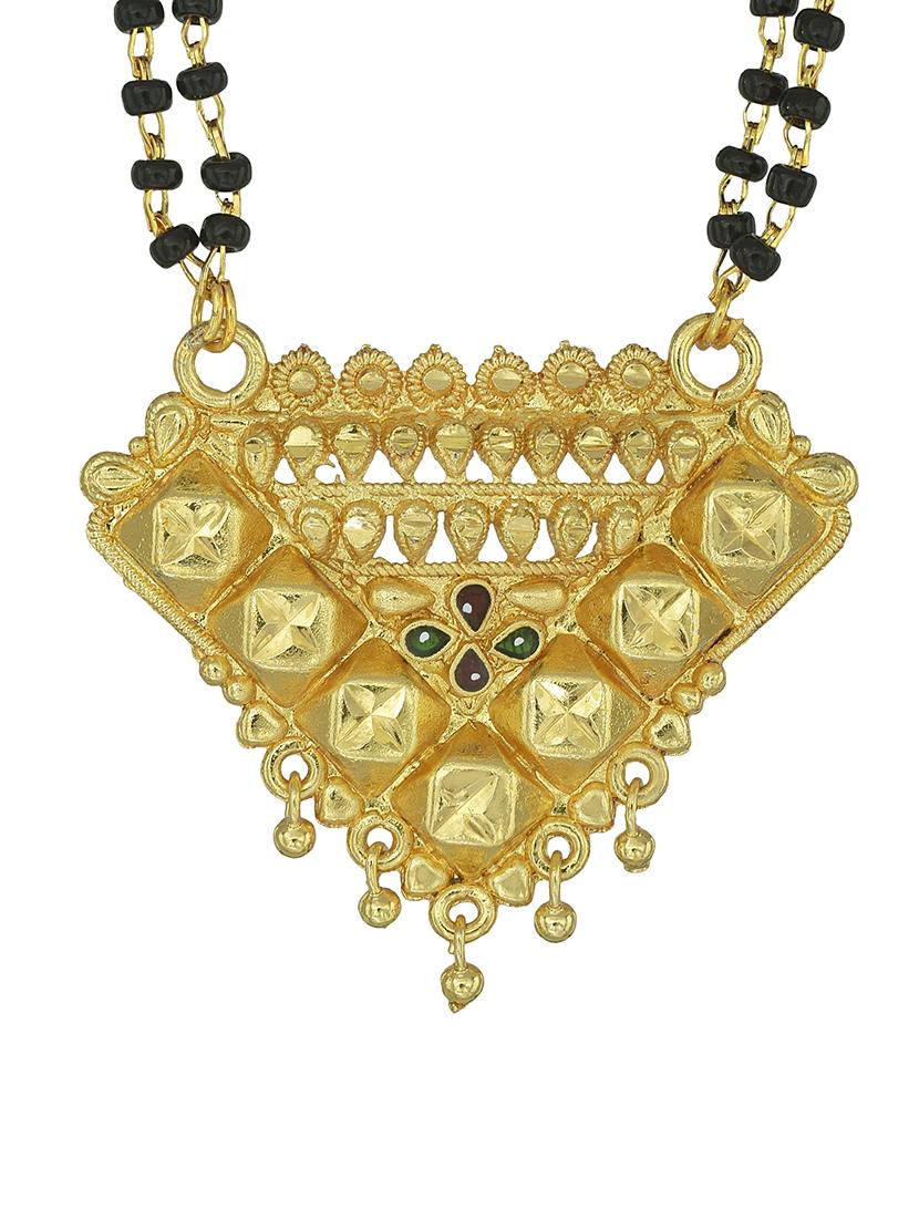 elegant black beaded mangalsutra with gold pendant - 21674495 - Standard Image - 2