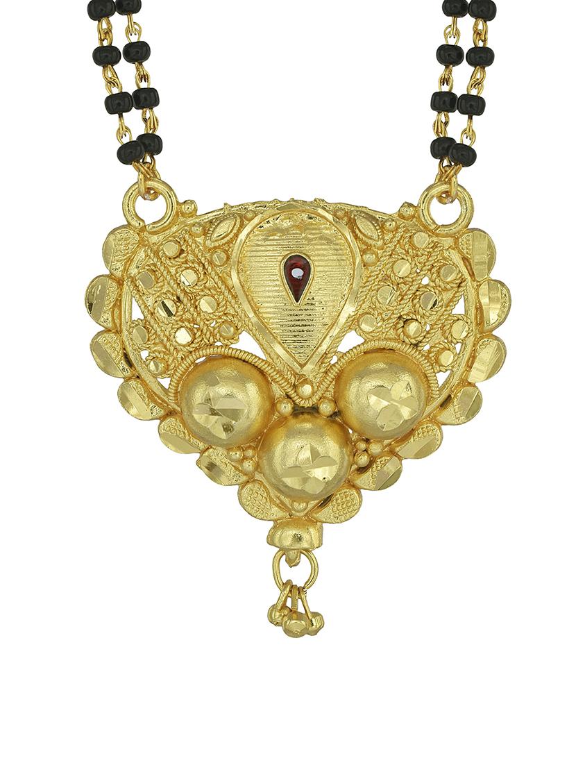 elegant black beaded mangalsutra with gold pendant - 21674496 - Standard Image - 2
