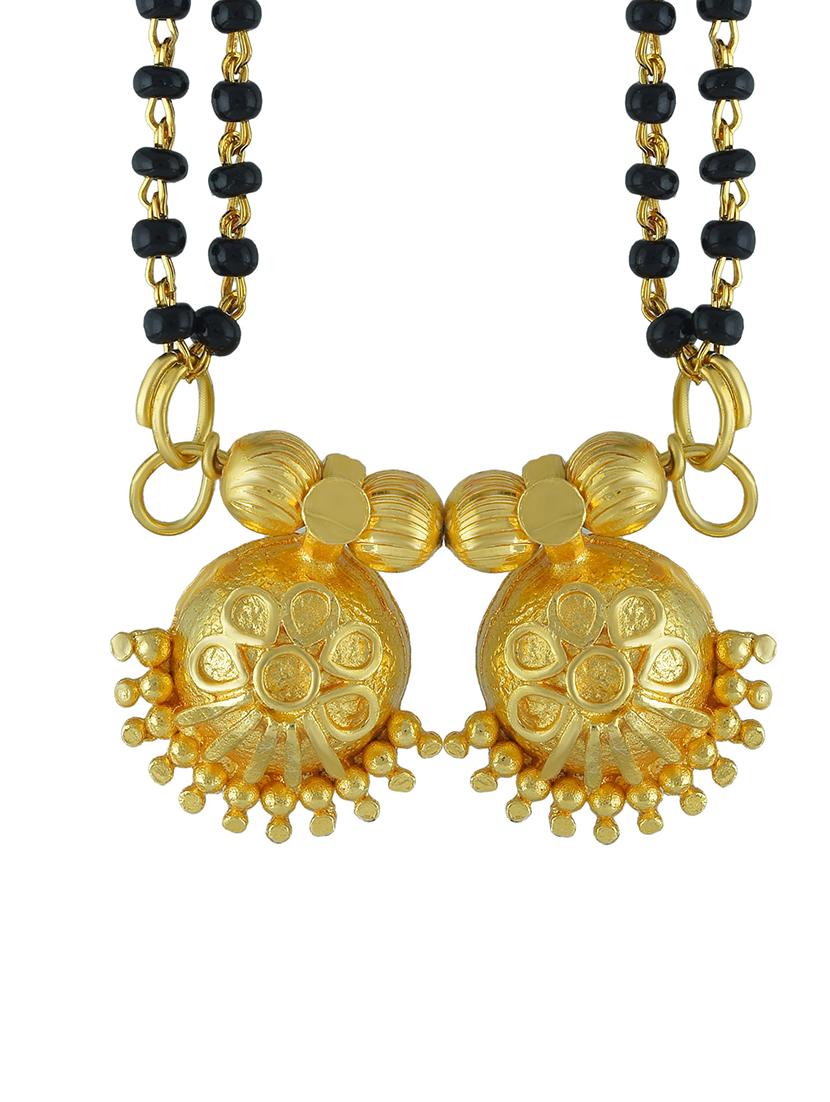 elegant black beaded mangalsutra with gold pendant - 21674498 - Standard Image - 2