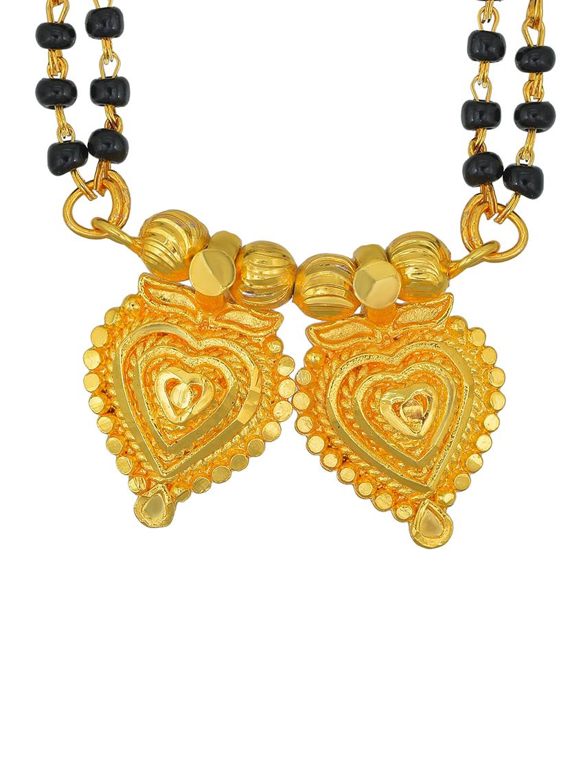 elegant black beaded mangalsutra with gold pendant - 21674499 - Standard Image - 2