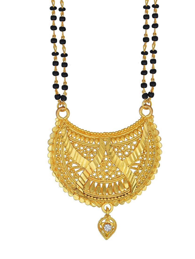elegant black beaded mangalsutra with gold pendant - 21674500 - Standard Image - 2
