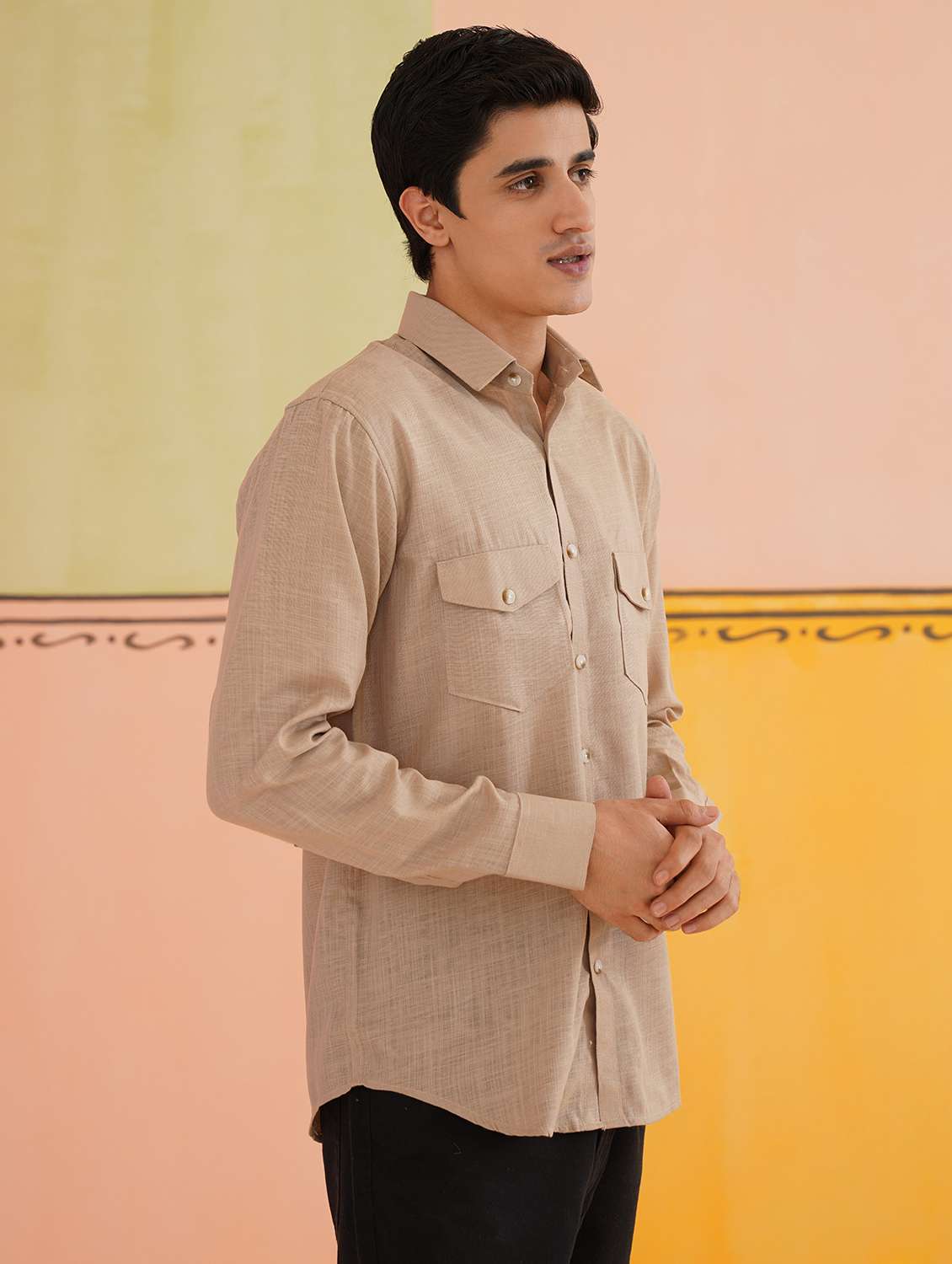 men solid long sleeve regular fit casual shirt - 21674646 -  Standard Image - 2