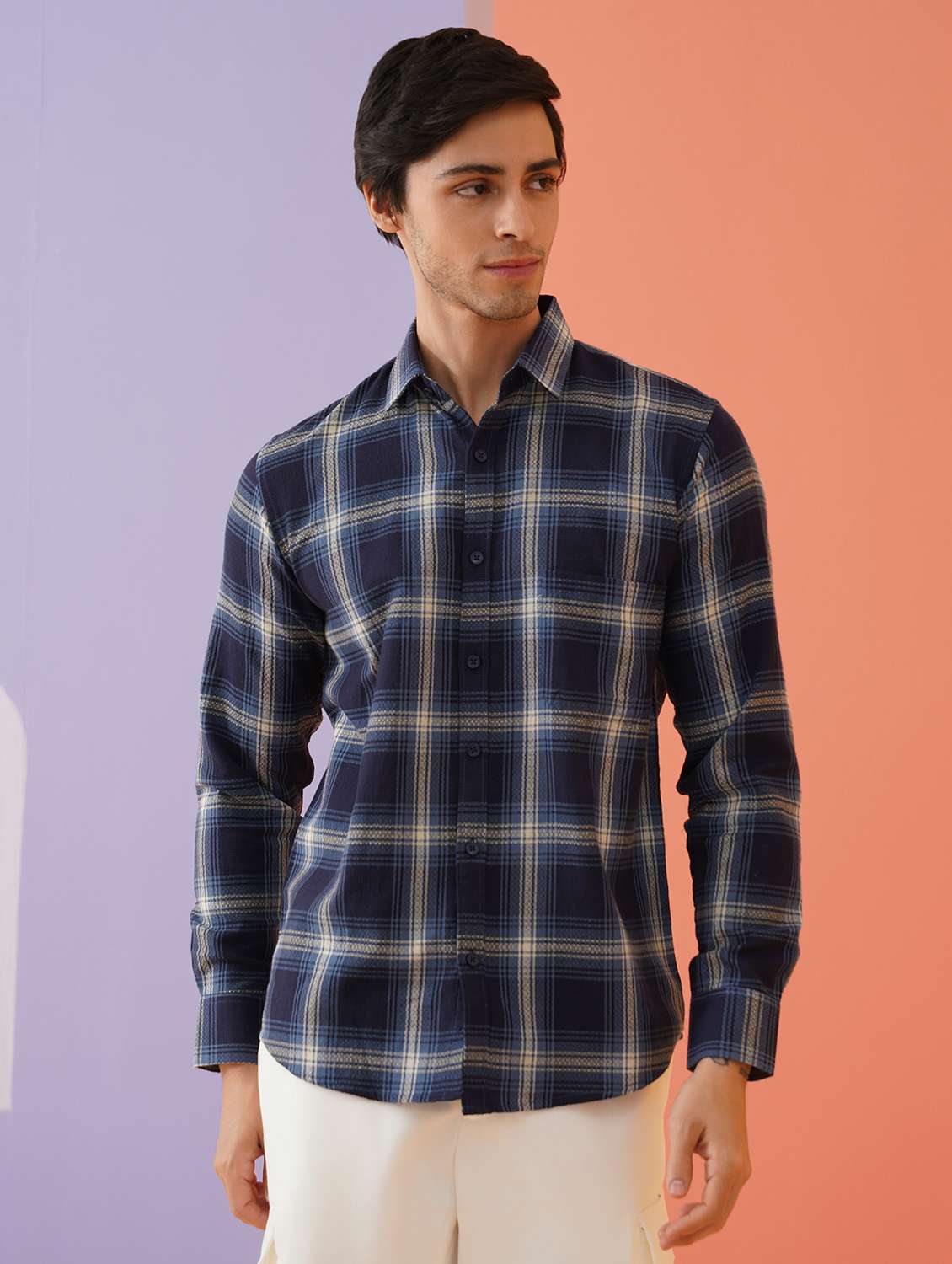 men checkered long sleeve regular fit casual shirt - 21674650 -  Standard Image - 2