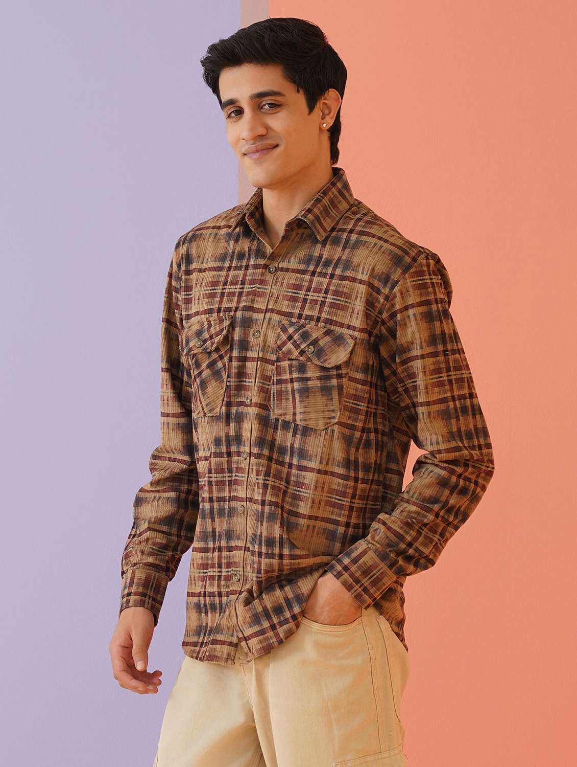 men checkered long sleeve regular fit casual shirt - 21674652 -  Standard Image - 2