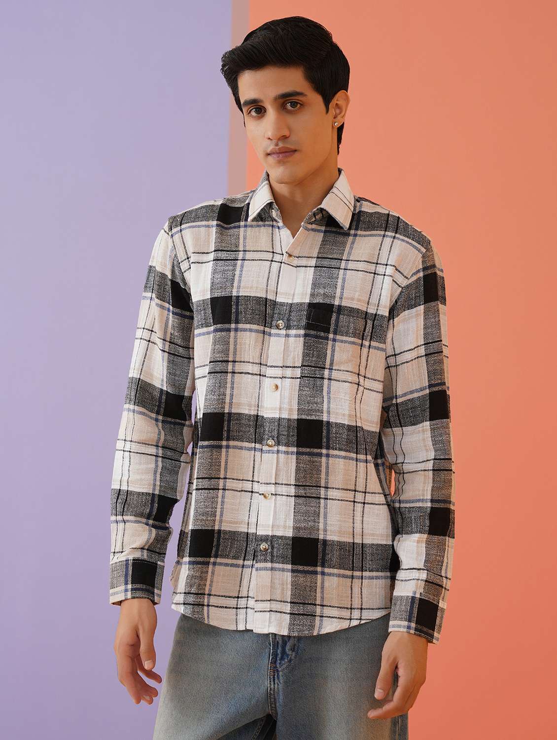 men checkered long sleeve regular fit casual shirt - 21674657 -  Standard Image - 2