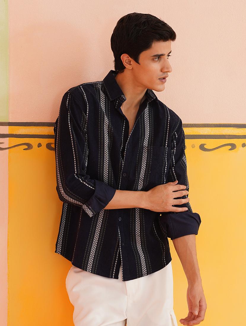 men long sleeves striped casual shirt - 21674661 - Standard Image - 2