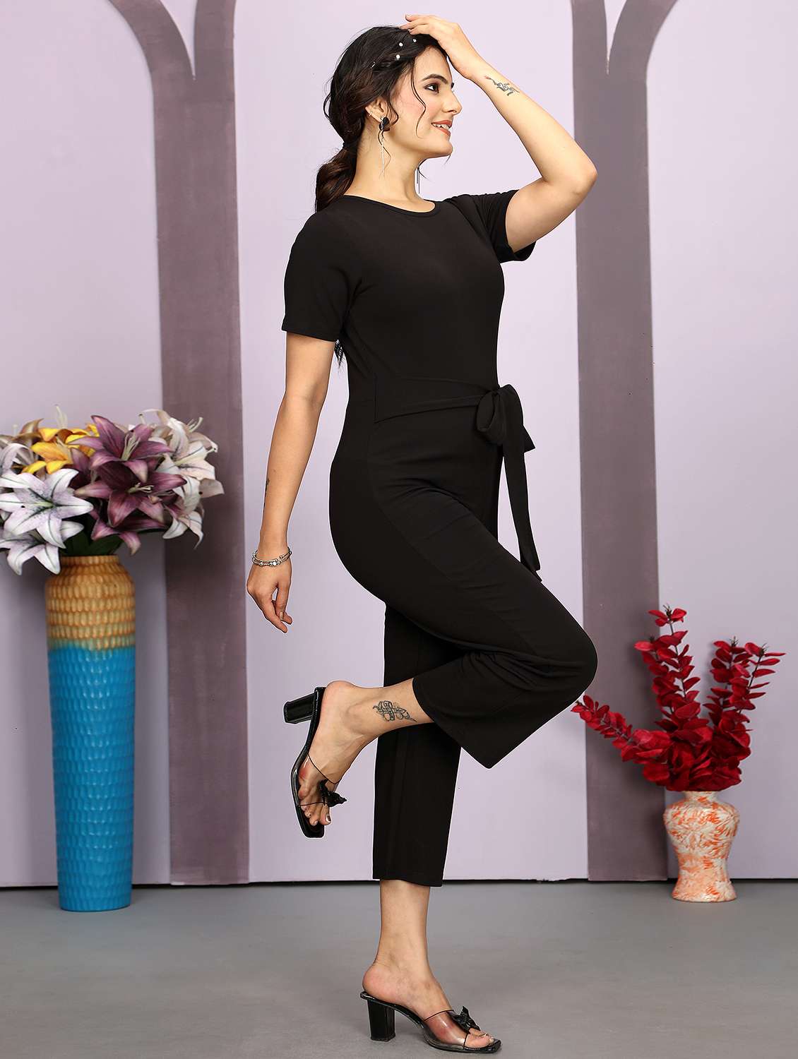 women solid calf length jumpsuit - 21674744 - Standard Image - 2