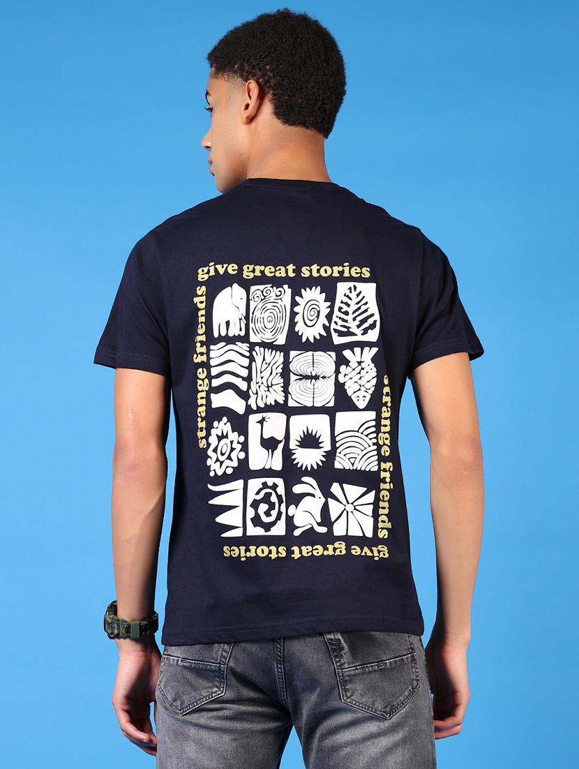 men front & back print round neck regular fit t-shirt - 21674961 - Standard Image - 2