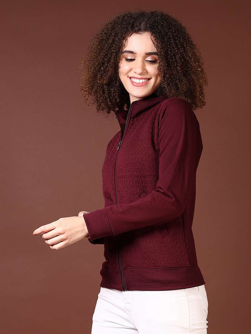 women self designed stand collar sweatshirt - 21675034 -  Standard Image - 2