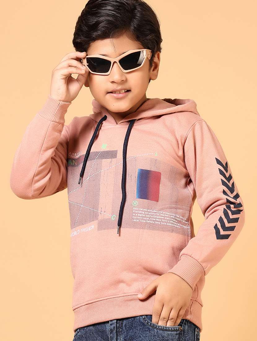 boys printed long sleeves hooded weatshirt