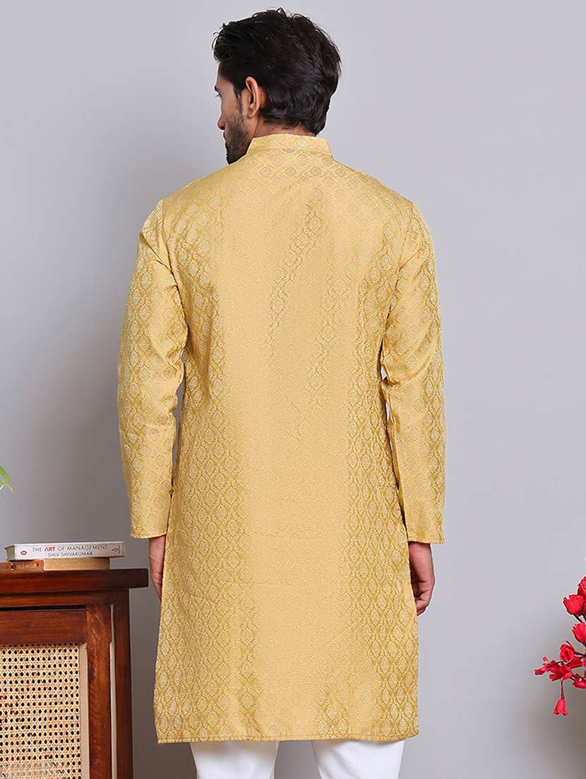 men self design mandarin neck long kurta - 21675146 -  Standard Image - 2