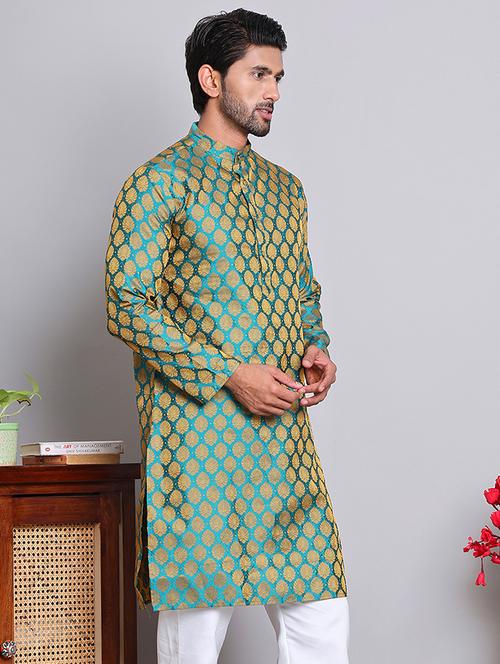 men self design mandarin neck long kurta - 21675148 -  Standard Image - 0