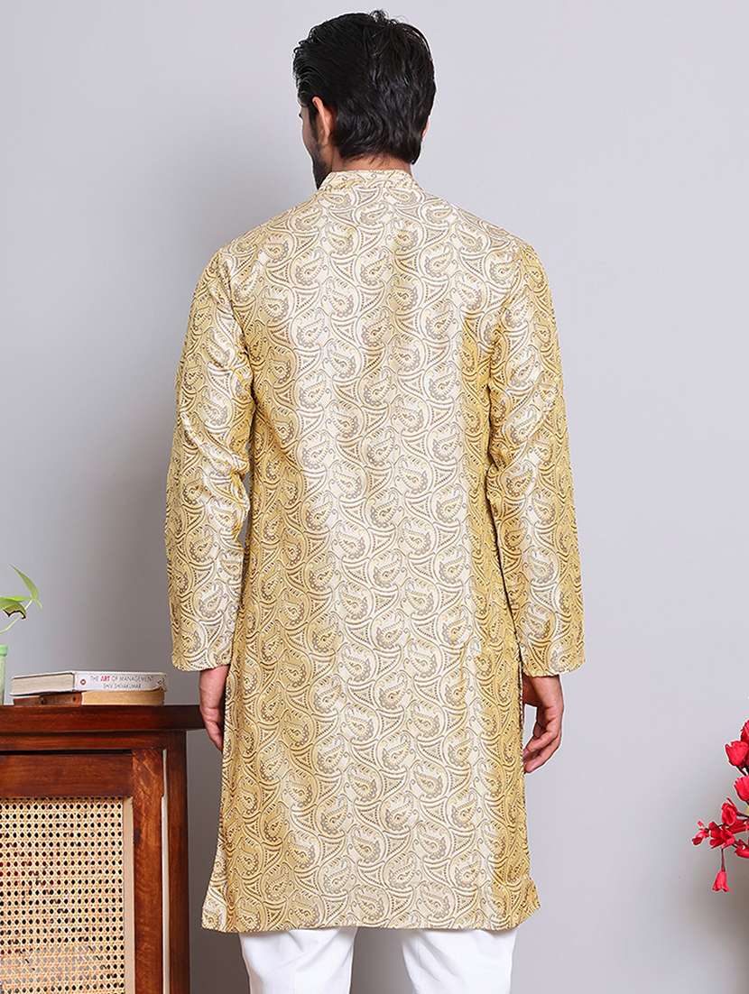 men self desgn mandarin neck long kurta - 21675160 - Standard Image - 2