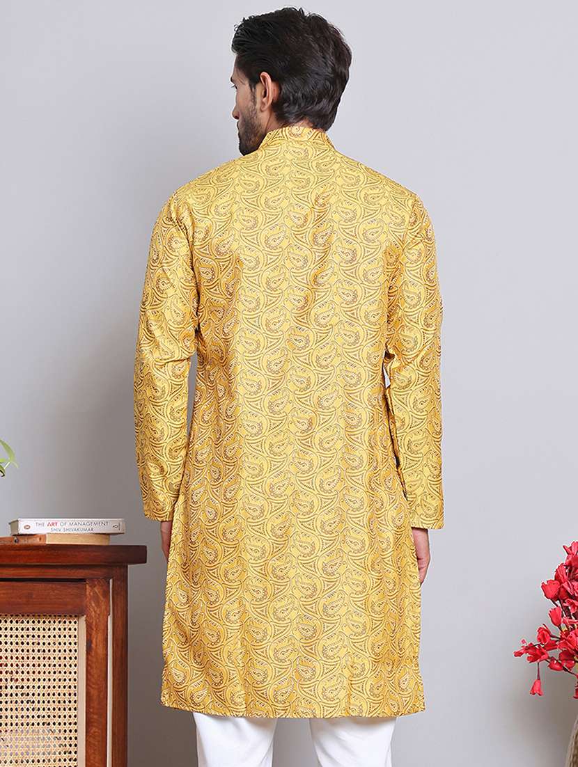 men self desgn mandarin neck long kurta - 21675161 -  Standard Image - 2