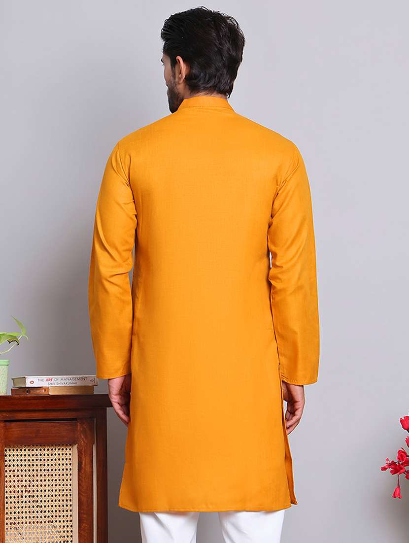 men solid mandarin neck long kurta - 21675163 -  Standard Image - 2