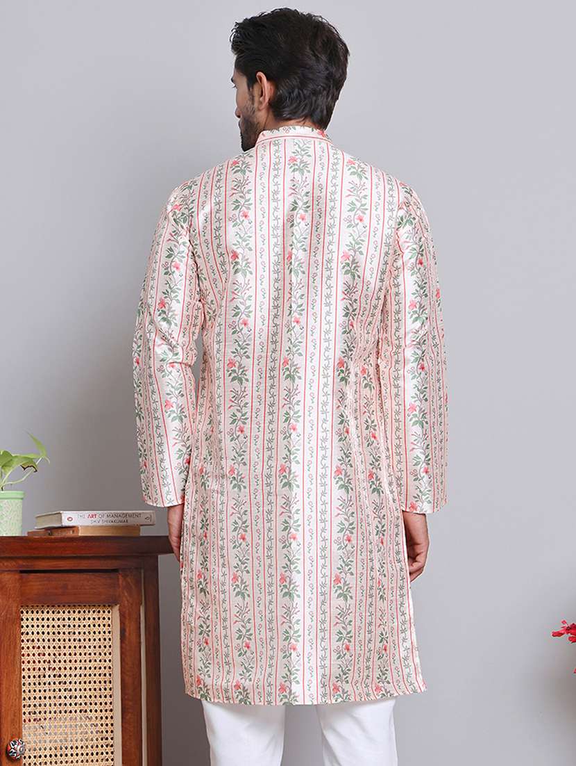 men floral mandarin neck long kurta - 21675175 -  Standard Image - 2