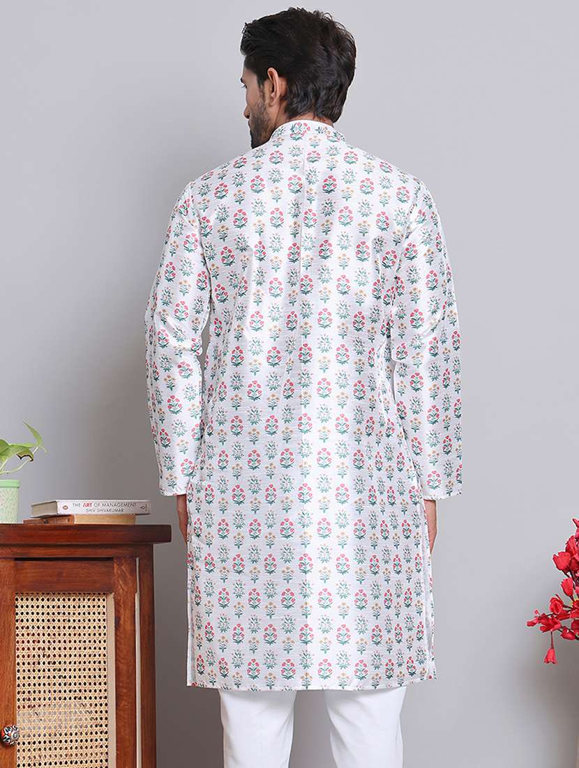men florals mandarin neck long kurta - 21675179 -  Standard Image - 2