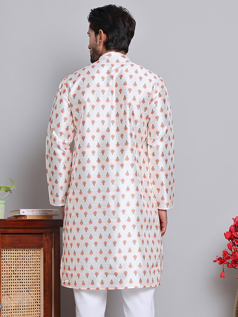men printed mandarin neck long kurta - 21675181 - Standard Image - 2