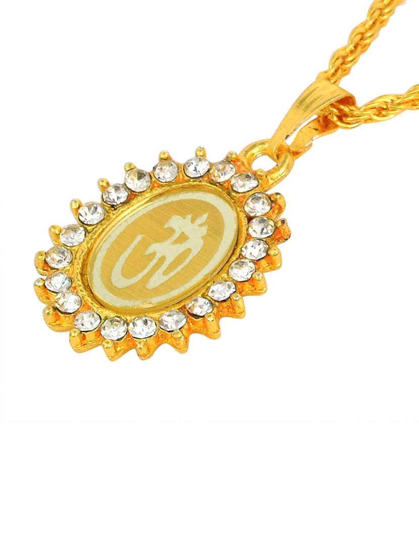 men gold plated om pendant chain necklace - 21675184 -  Standard Image - 2