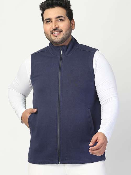 men solid plus size casual jacket - 21675222 - Standard Image - 0