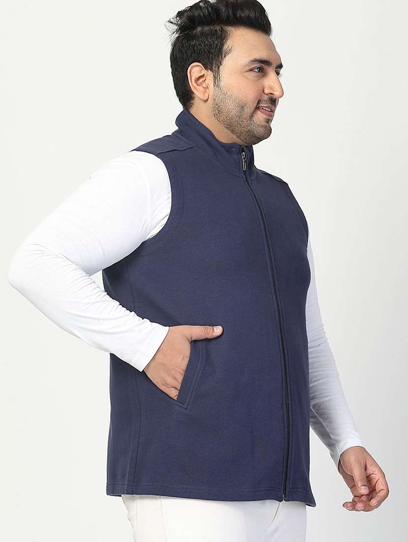 men solid plus size casual jacket - 21675222 - Standard Image - 2
