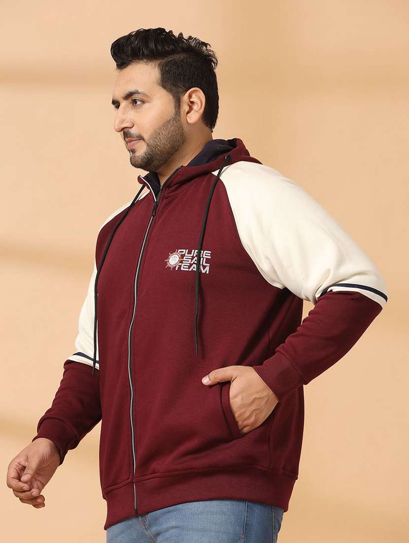 men color block zipper plus size sweatshirt - 21675237 -  Standard Image - 2