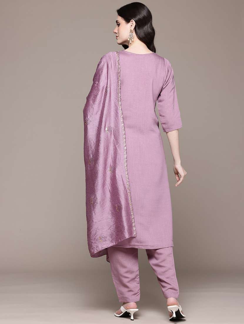 women three quarter sleeve kurta pant with dupatta set - 21675260 -  Standard Image - 2