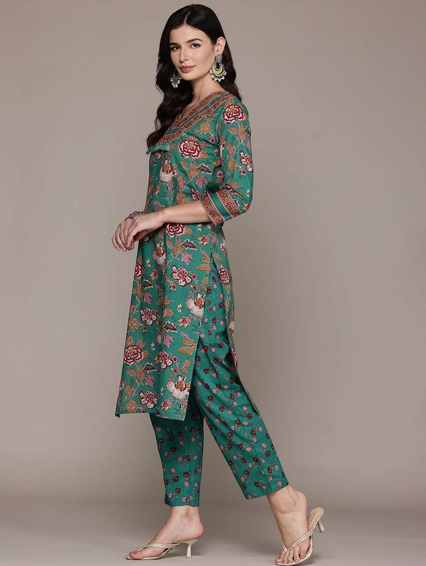 women three quarter sleeve kurta pant with dupatta set - 21675266 -  Standard Image - 2