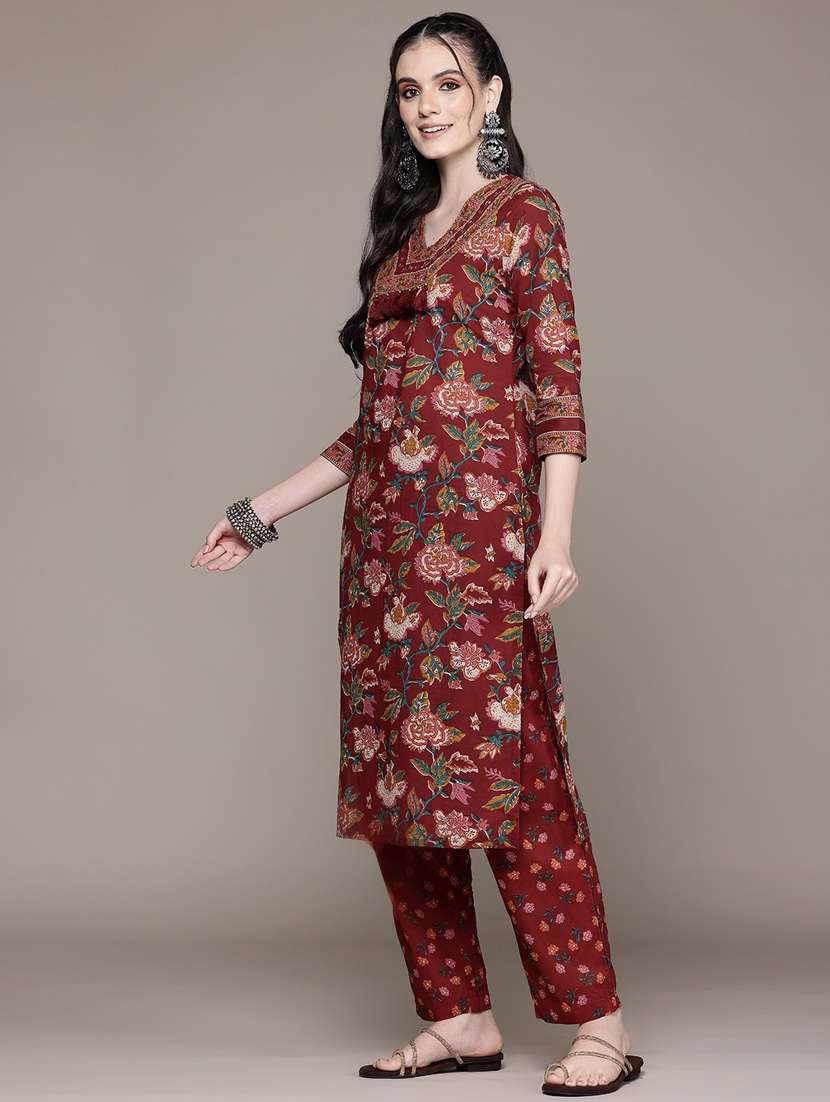 women three quarter sleeve kurta pant with dupatta set - 21675267 -  Standard Image - 2