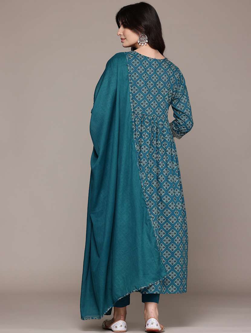 women three quarter sleeve kurta pant with dupatta set - 21675275 -  Standard Image - 2