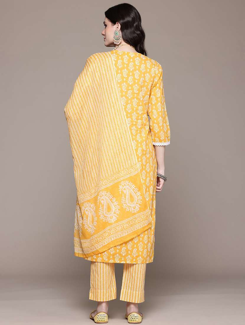 women three quarter sleeve kurta pant with dupatta set - 21675303 -  Standard Image - 2