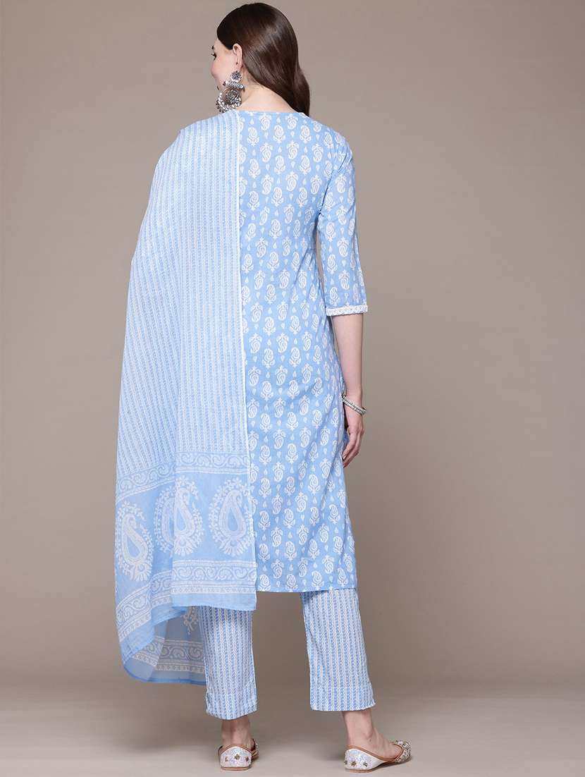 women three quarter sleeve kurta pant with dupatta set - 21675304 -  Standard Image - 2