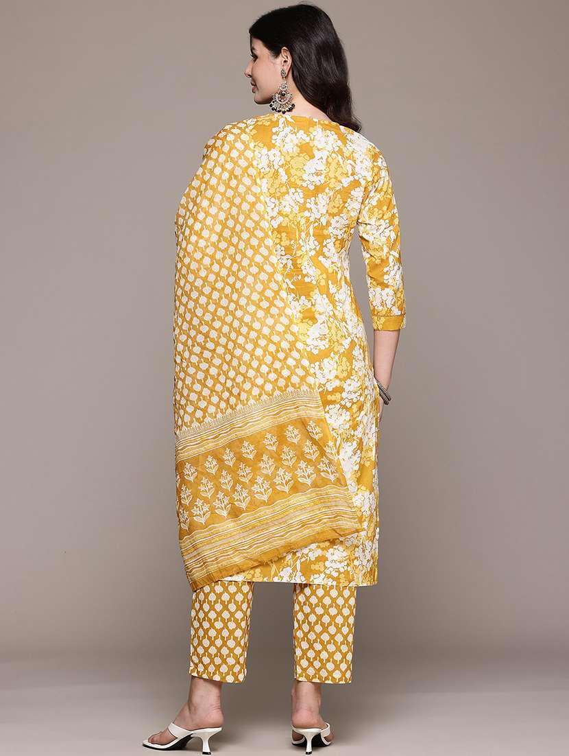 women three quarter sleeve kurta pant with dupatta set - 21675327 -  Standard Image - 2