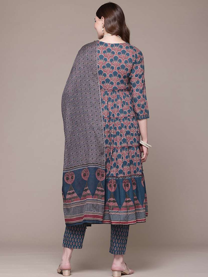 women three quarter sleeve kurta pant with dupatta set - 21675338 -  Standard Image - 2