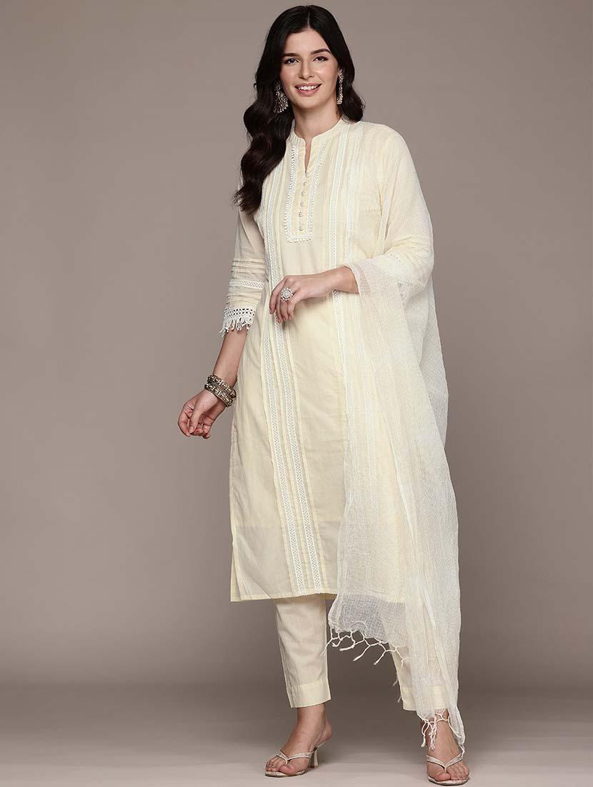 women three quarter sleeve kurta pant with dupatta set - 21675382 -  Zoom Image - 0