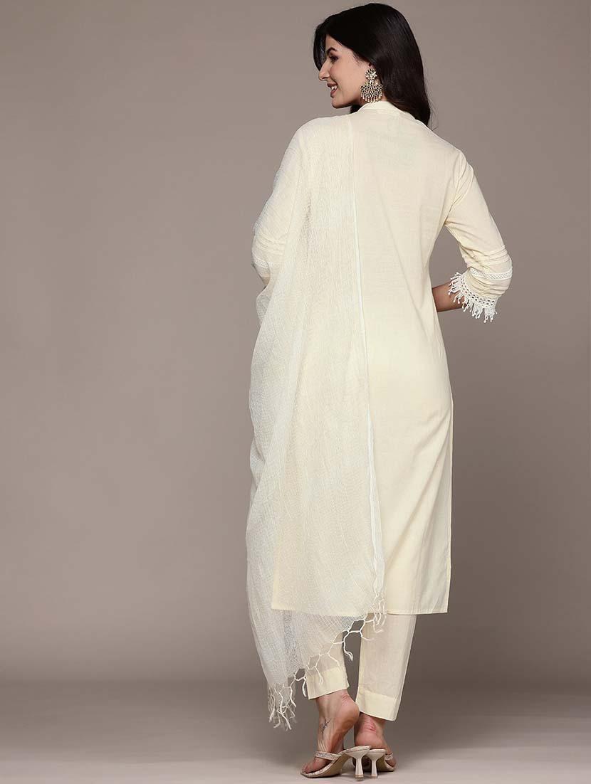 women three quarter sleeve kurta pant with dupatta set - 21675382 - Standard Image - 2
