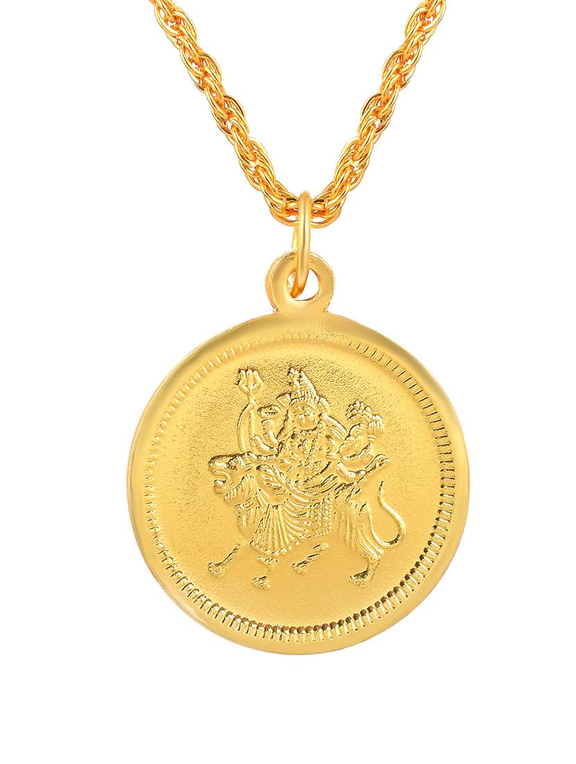 memoir gold plated reversible durga & shiva coin chain necklace pendant - 21675421 -  Standard Image - 2