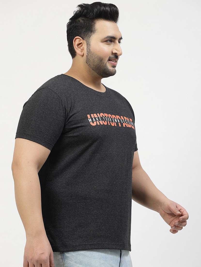 men chest print round neck plus t-shirt - 21675455 -  Standard Image - 2