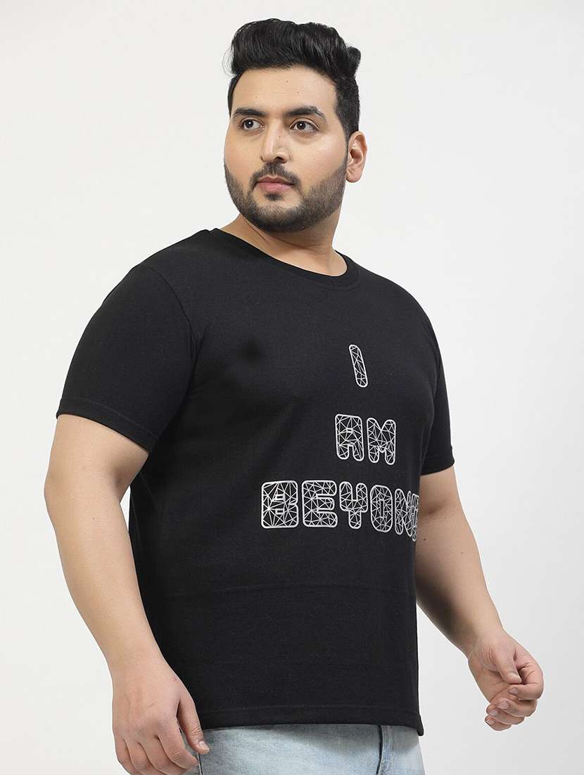men front print round neck plus t-shirt - 21675473 -  Standard Image - 2