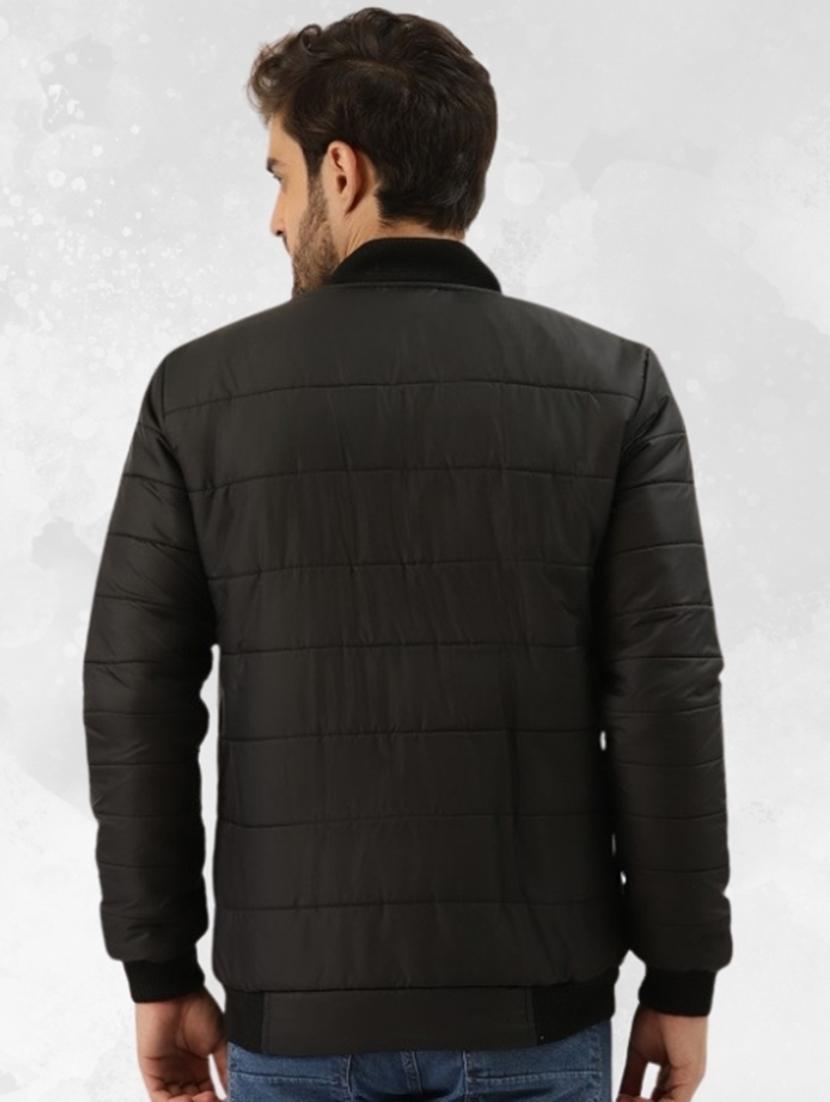 men black solid long sleeve puffer jacket - 21675595 - Standard Image - 2