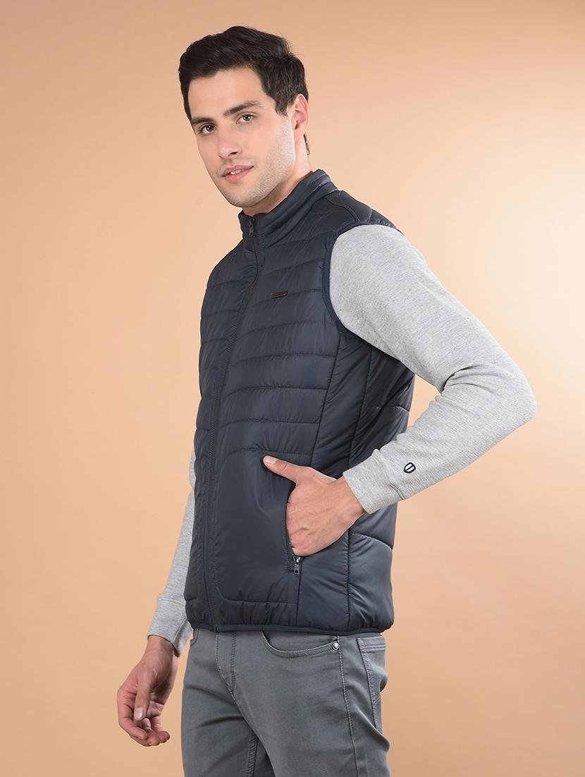 men solid sleeveless puffer jacket - 21675697 - Standard Image - 2