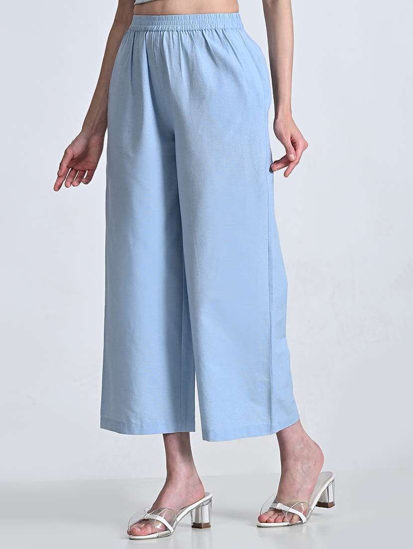 women solid high rise palazzo with pocket - 21675704 -  Standard Image - 2