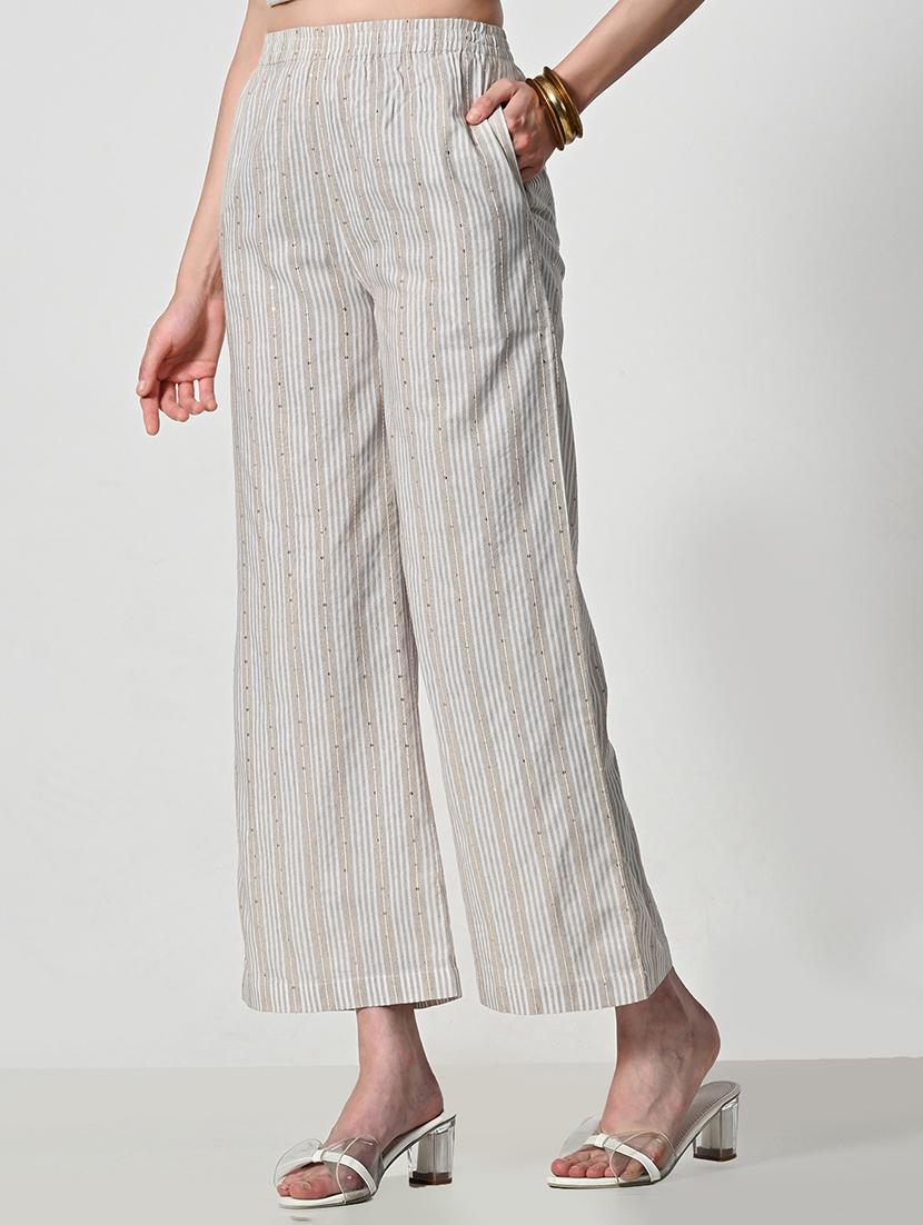 women striped high rise palazzo with pocket - 21675705 - Standard Image - 2
