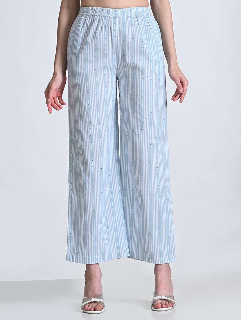 women striped high rise palazzo with pocket