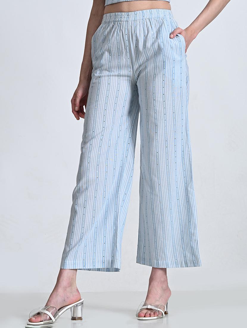 women striped high rise palazzo with pocket - 21675706 - Standard Image - 2
