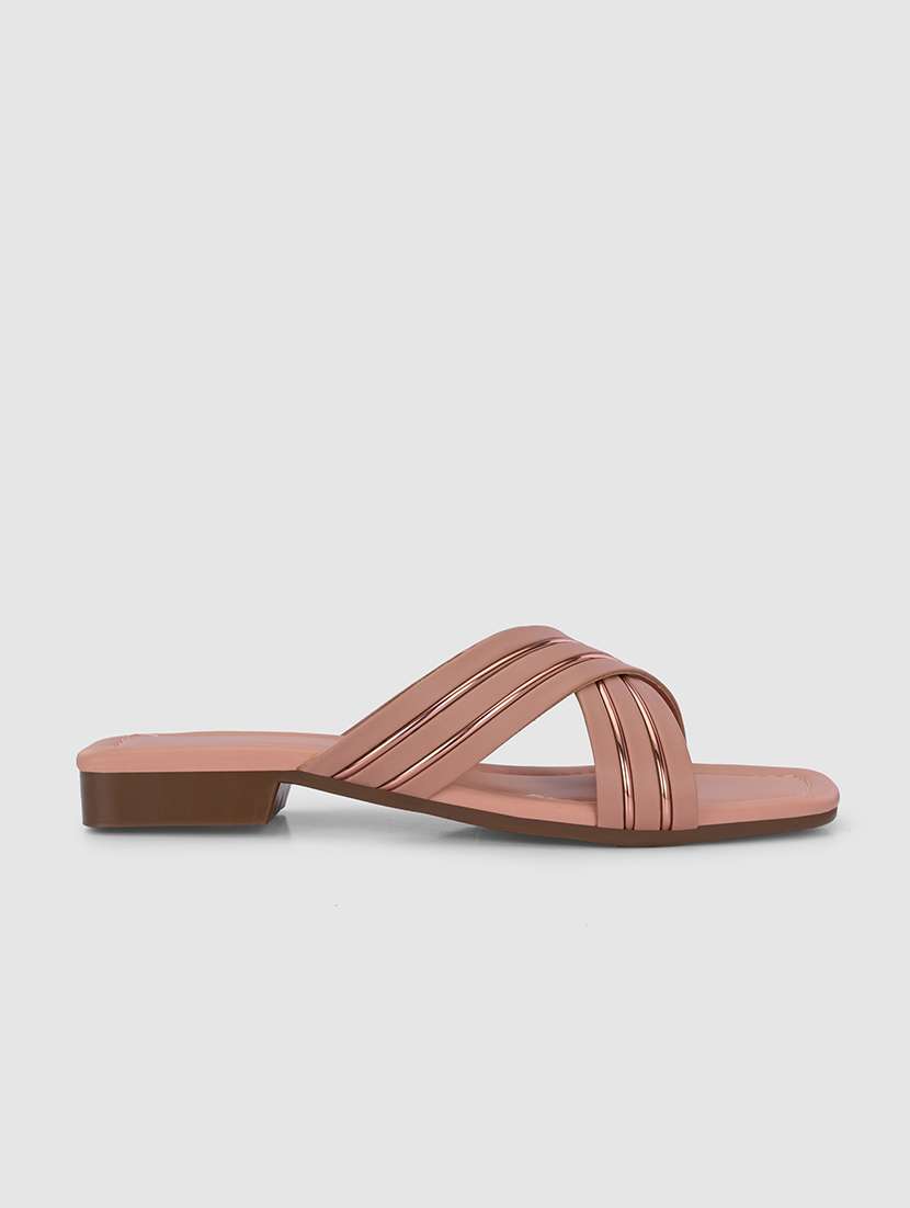 women peach slip on sandal - 21676035 -  Standard Image - 2