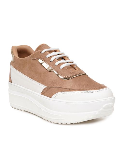 women beige lace-up casual shoes - 21676077 -  Standard Image - 0