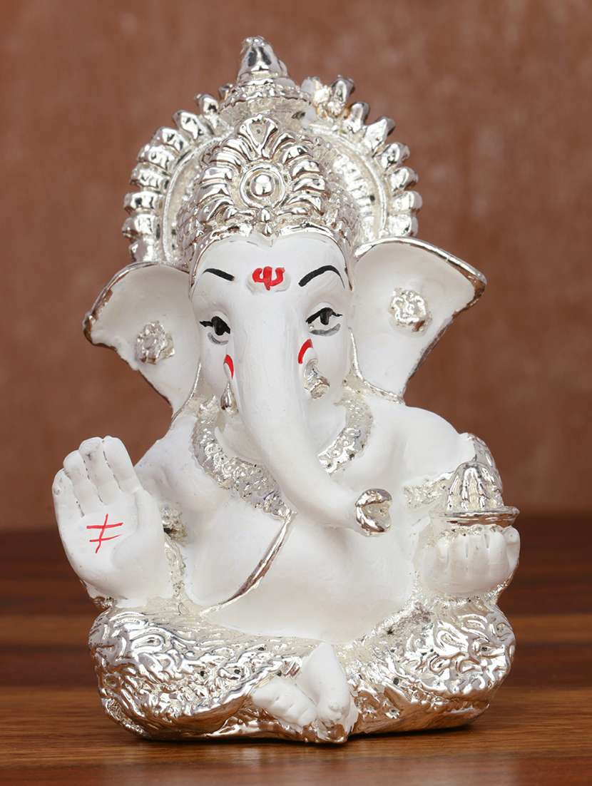pure silver plated ganesha 3.5" perfect for gifting, home decor, car dashboard