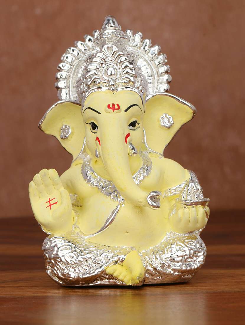 pure silver plated ganesha 3.5&quot; perfect for gifting, home decor, car dashboard