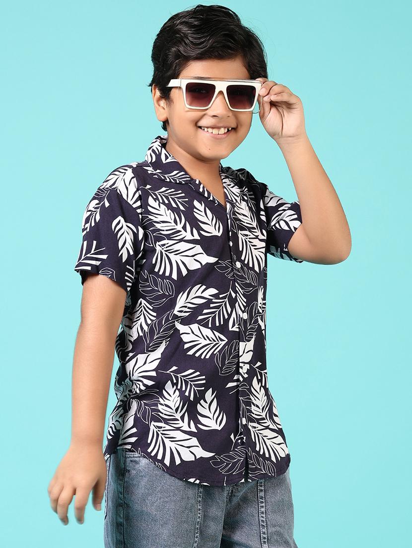 boys printed cuban collared short sleeves shirt - 21676147 - Standard Image - 2